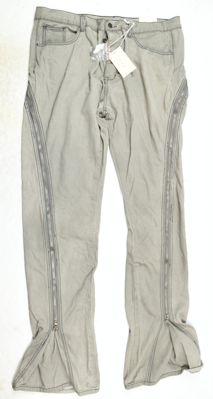 MNML Zipper Flare Denim Jeans Mens 40x39 Gray Slim FIt 100% Cotton Denim